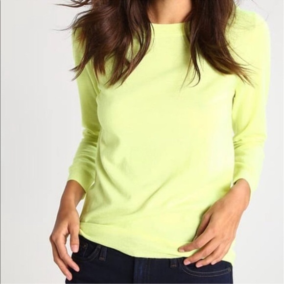 J. Crew Neon Yellow Citron Merino Tippi Sweater S - Picture 2 of 7